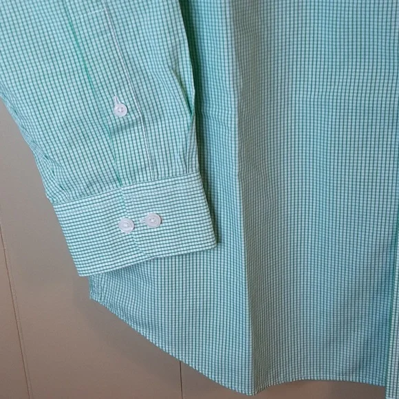 Croft & Barrow Men's 16 32 / 33 Long Sleeve Button Down Mint Green And White - Picture 9 of 10